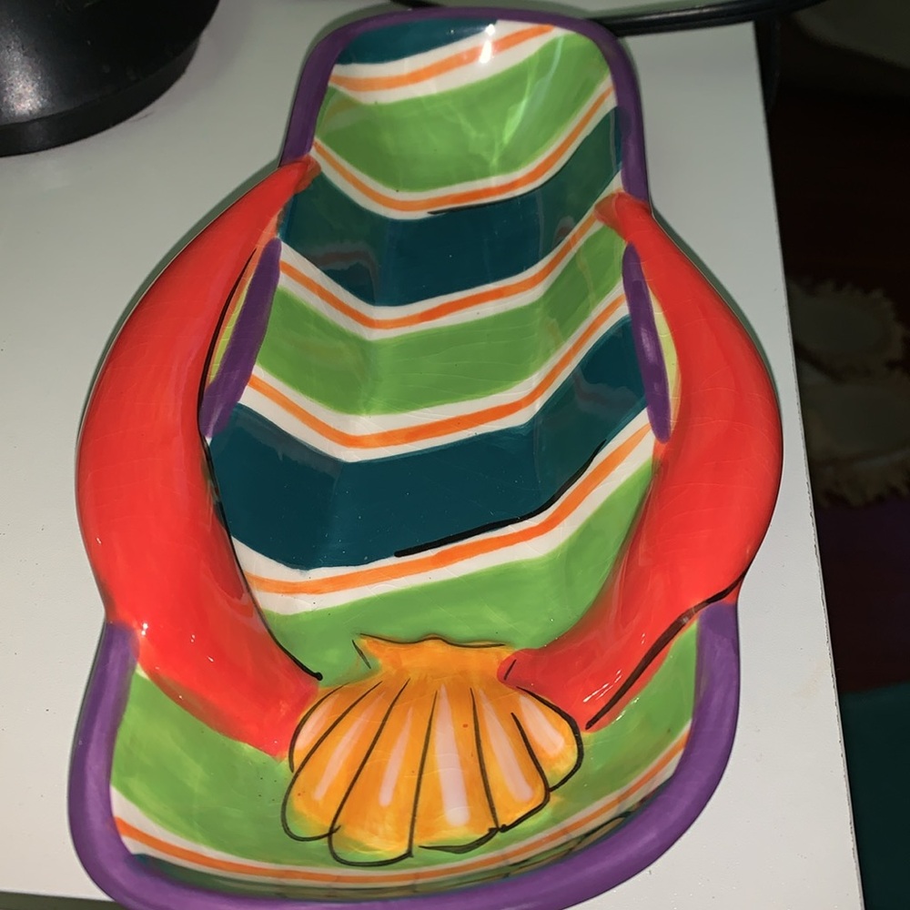 Clay art flip flop serving dish decor - Picture 3 of 8